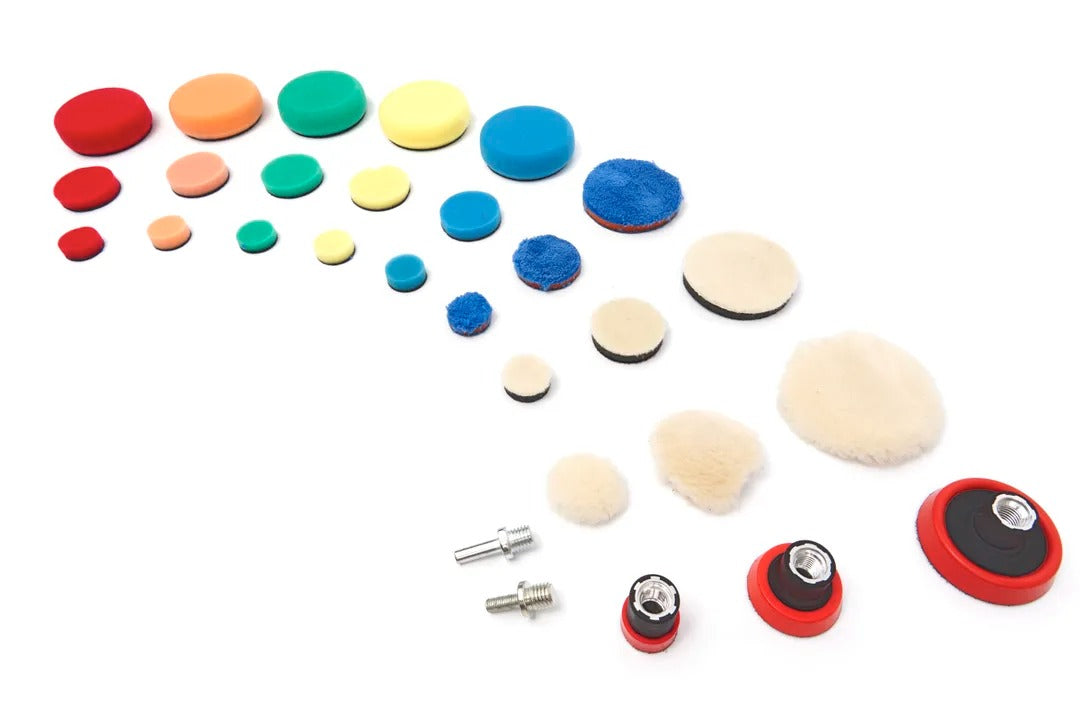 Set spugne per lucidatura in microfibra, pad per cere, polish, detergenti e sigillante vernice, alternativa a lucidatrice, lucidatura, lucidatrice eccentrica, M14 x 6 mm 29 pezzi Hbm Olanda