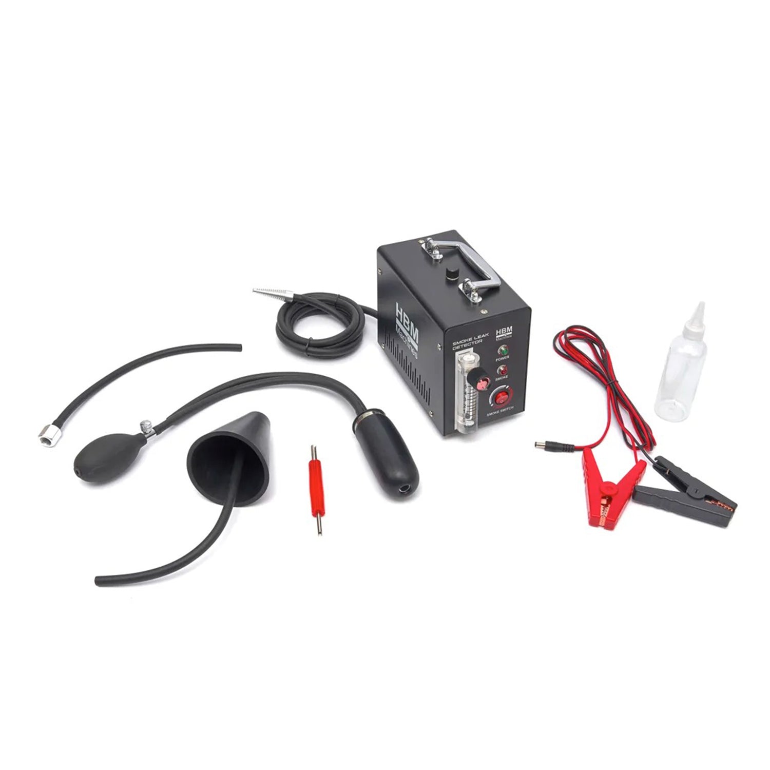 Macchina fumogena EVAP automotive pompa d'aria incorporata, generatore di fumo per individuazione perdite circuiti auto, tester di rilevamento perdite di fumo per tutte le auto dc 12v, moto, camion leggeri, barche, atv, motoslitte ect., con accessori, Hbm
