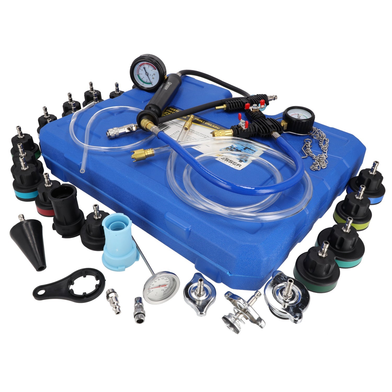 Set di tester di sistema di raffreddamento auto,kit pressione del radiatore e perdite sistema refrigerante ,con pompa booster manuale,28 pezzi Resser