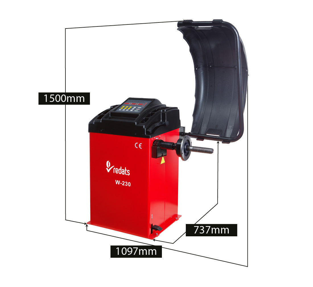 Equilibratrice automatica con display digitale, a pedale, con acquisizione del programma di equilibratura, diametro cerchione 24'', professionale, Redats Polonia