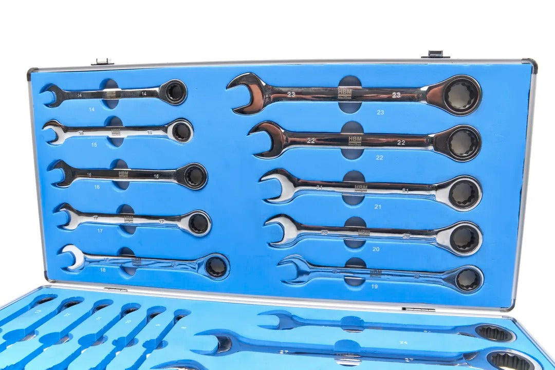 Set di chiavi a cricchetto combinate, con anello da 6–32 mm, 22 pezzi, Hbm