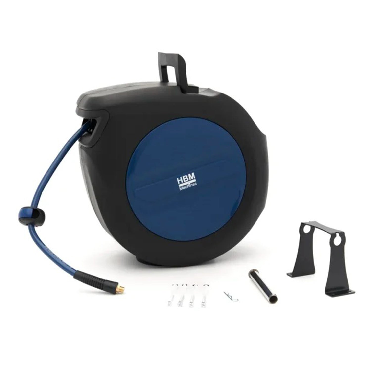 Avvolgitubo per aria compressa sistema blocco automatico con fissaggio a parete muro 9,5 × 14,5 mm 15 m HBM