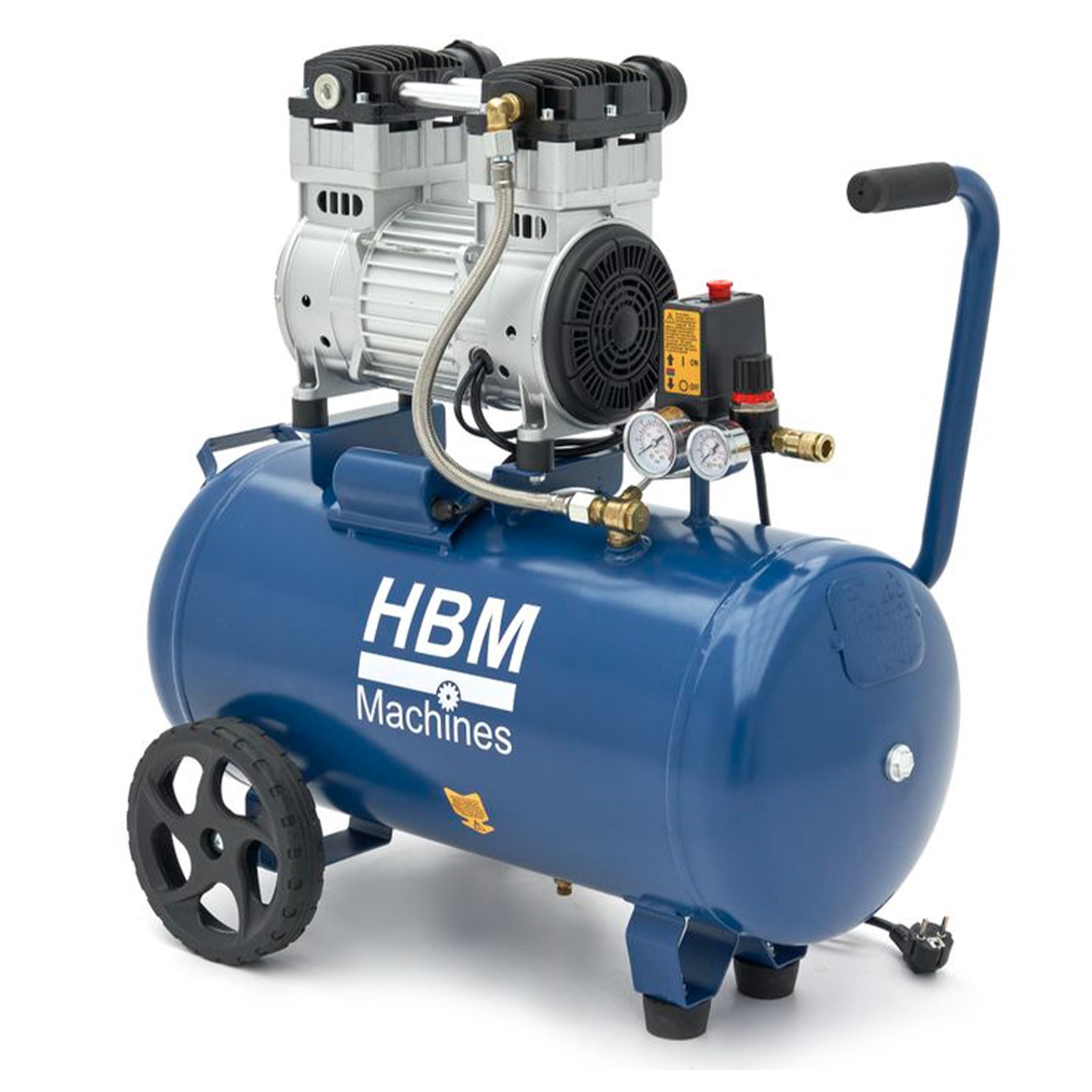 Compressore aria silenziato - con capacità del serbatoio di 50 litri - senza olio, oil free - per utensili pneumatici, 1500 W HBM