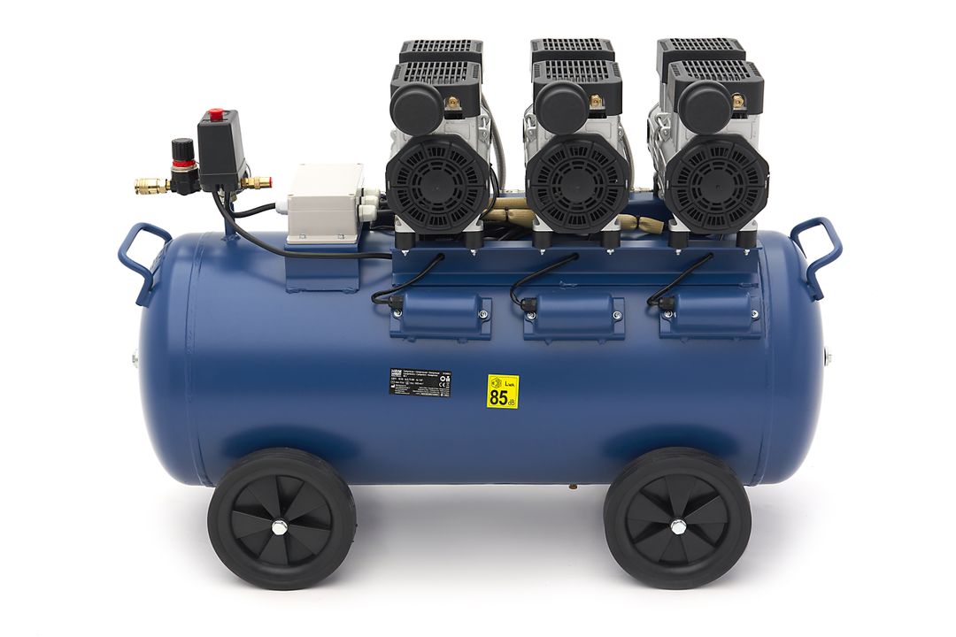 Compressore aria silenziato - con capacità del serbatoio di 90 litri - senza olio, oil free - per utensili pneumatici, HBM Machines