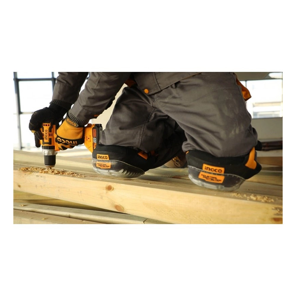 Ginocchiere professionali di protezione per il lavoro, ginocchiera piastrellista, giardinaggio e costruzione, con doppio cuscino-imbottitura in schiuma e cinghie antiscivolo regolabili, 215 × 180 mm Ingco