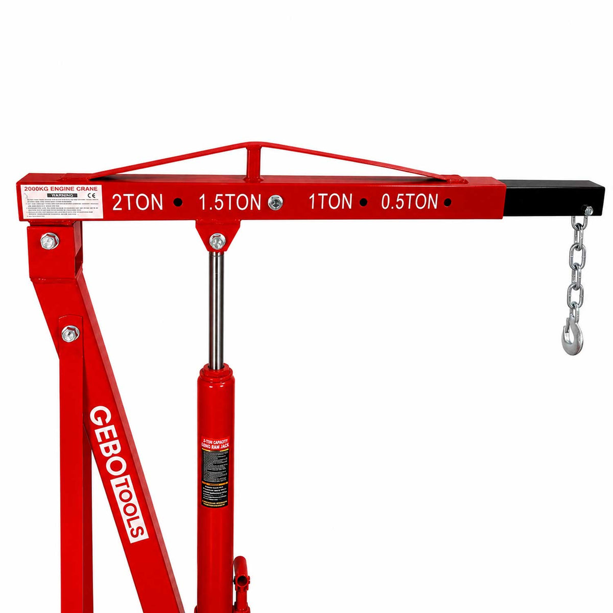 Gru idraulica pieghevole, 2 tonnellate, ideale per motori, maniglia pompa, gambe pieghevoli, paranco sollevatore cavalletto Gebo Tools