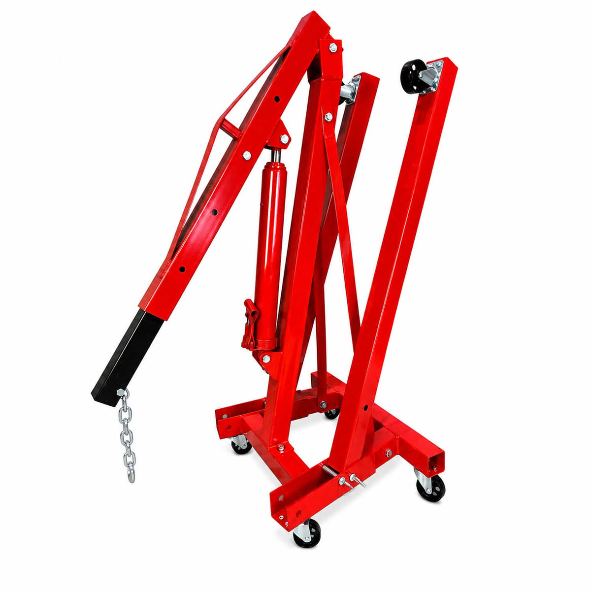 Gru idraulica pieghevole, 2 tonnellate, ideale per motori, maniglia pompa, gambe pieghevoli, paranco sollevatore cavalletto Gebo Tools