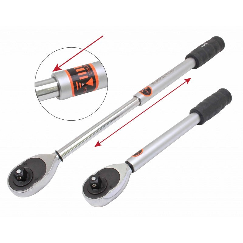 Cricchetto telescopico da 1/2" 330-490 mm, chiave a cricco telescopica con 48 denti