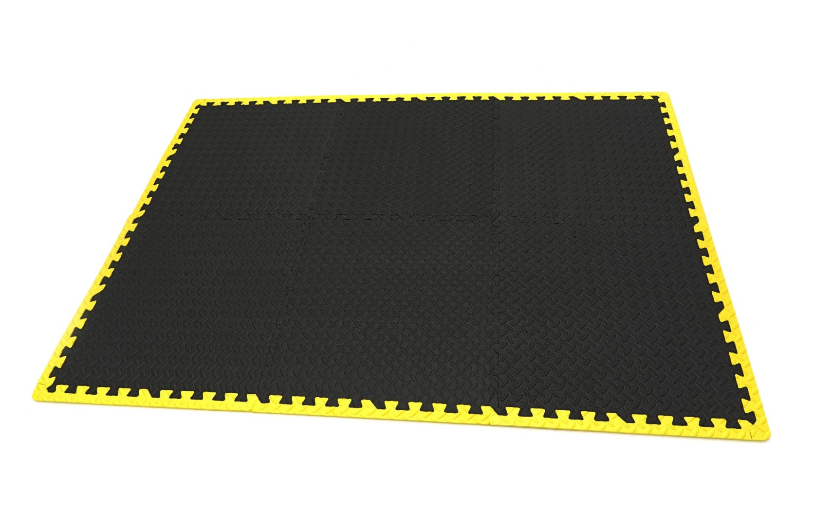 Set tappetino puzzle protettivo per pavimento, tappetini in schiuma Eva, nero giallo, 61x61cm,6 pezzi, Hbm Machines