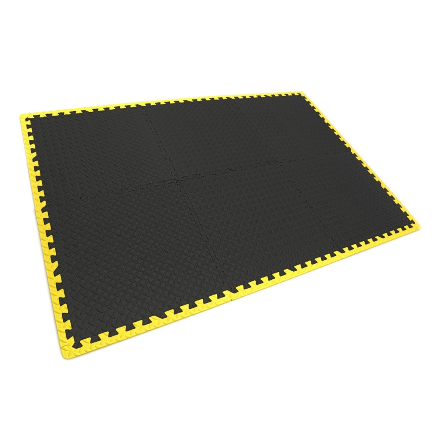 Set tappetino puzzle protettivo per pavimento, tappetini in schiuma Eva, nero giallo, 61x61cm,6 pezzi, Hbm Machines