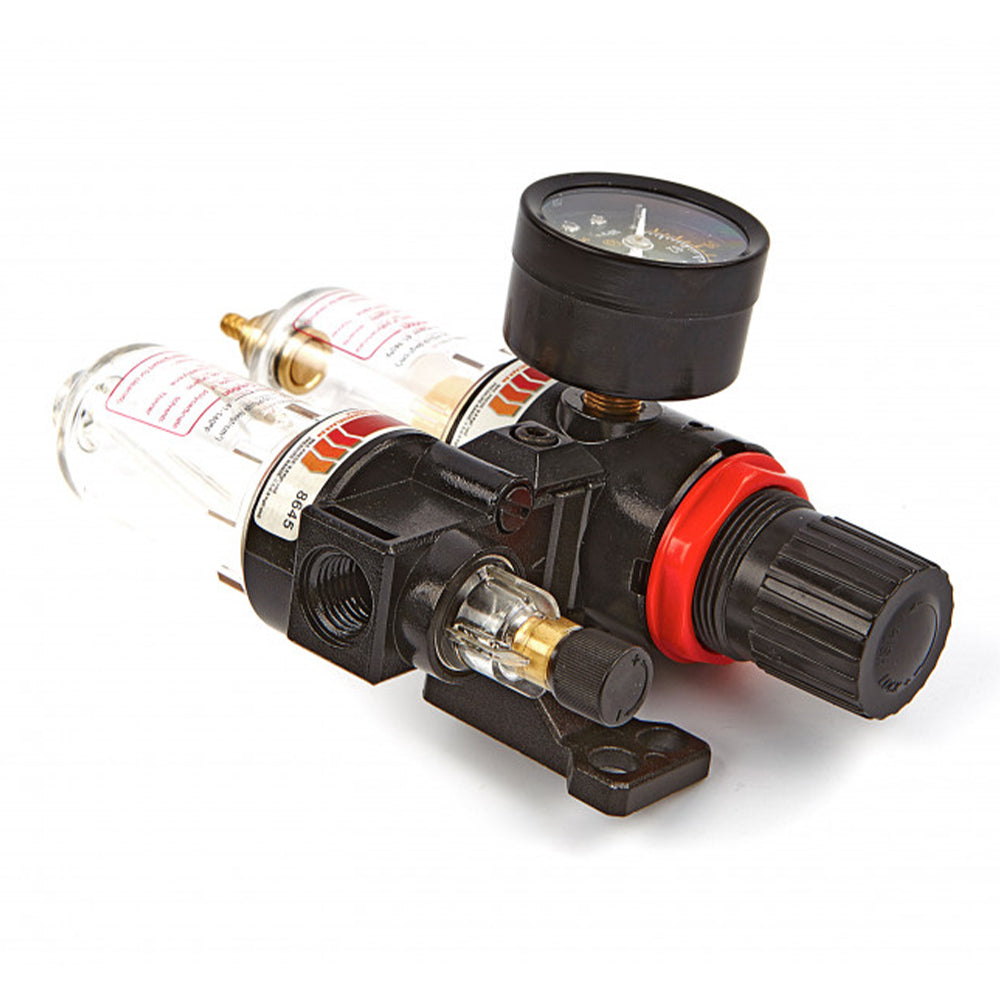 Separatore d'acqua e olio ad aria compressa, riduttore di pressione per compressore, filtro regolatore aria con manometro 1/4" Hbm modello 2