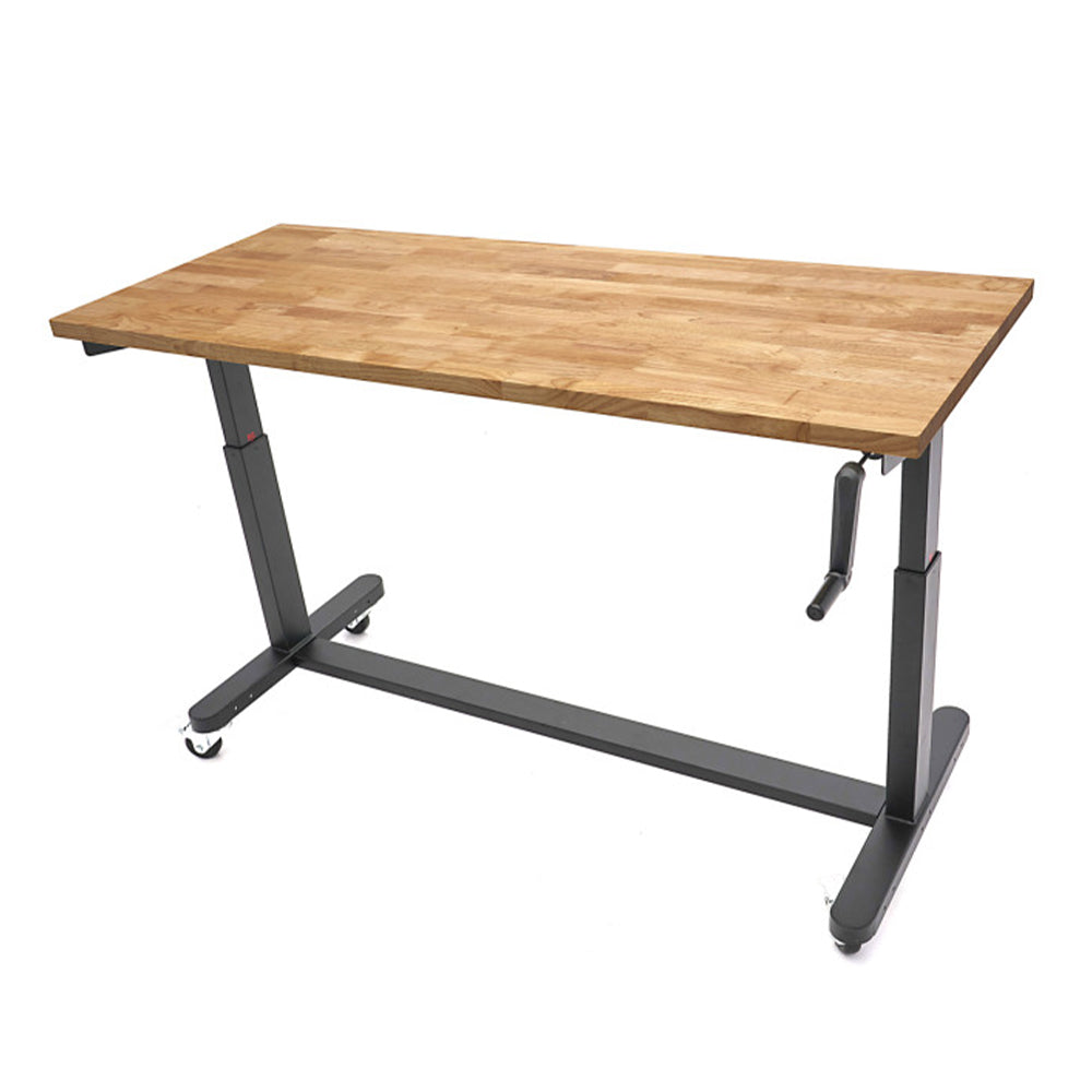 Banco da lavoro regolabile in altezza fino a 97 cm con piano in legno massiccio 152 cm per officina garage