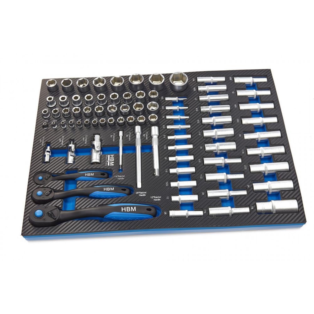 Set di bussole da 81 pezzi con inserto in schiuma per carrello portautensili, schiuma espansa, schiuma a forma di cubo, modulo per carrelli porta attrezzi