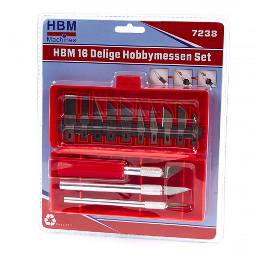 Set kit 16 pezzi pz coltelli lame taglierino bisturi precisione hobbistici, kit di taglierino di precisione, lame di ricambio, coltelli di precisione, per arte, hobby, album e sculture, Hbm