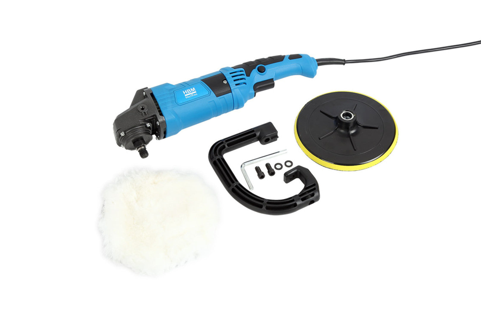Lucidatrice orbitale elettrica 230V 1200W per carrozzeria, velocità regolabile, diametro 180 mm, macchina per lucidatura e ceratura auto e mobili, Hbm
