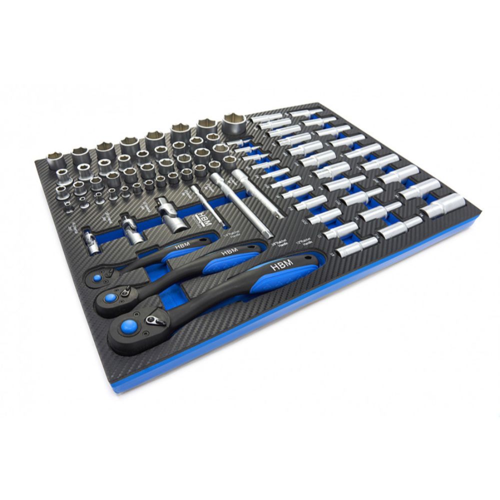 Set di bussole da 81 pezzi con inserto in schiuma per carrello portautensili, schiuma espansa, schiuma a forma di cubo, modulo per carrelli porta attrezzi
