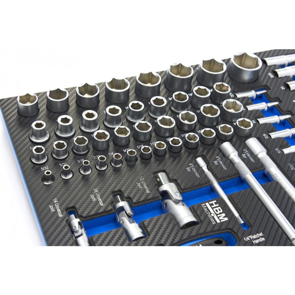 Set di bussole da 81 pezzi con inserto in schiuma per carrello portautensili, schiuma espansa, schiuma a forma di cubo, modulo per carrelli porta attrezzi