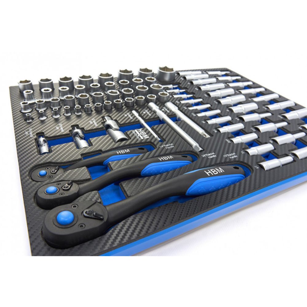 Set di bussole da 81 pezzi con inserto in schiuma per carrello portautensili, schiuma espansa, schiuma a forma di cubo, modulo per carrelli porta attrezzi