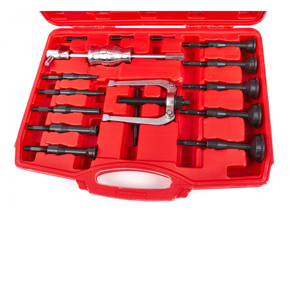 Set di pressa estrattore per iniettori, boccole, cuscinetti interni con martello, in acciaio al carbonio e Cr-V, 8–58 mm 17 pezzi Hbm