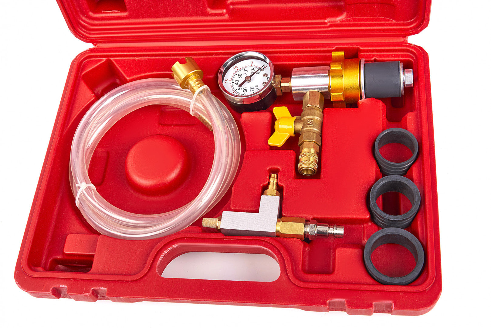 Strumenti di riempimento e spurgo per impianto raffreddamento, set di strumenti professionali per sistema di raffreddamento del radiatore, kit di spurgo e ricarica del liquido refrigerante
