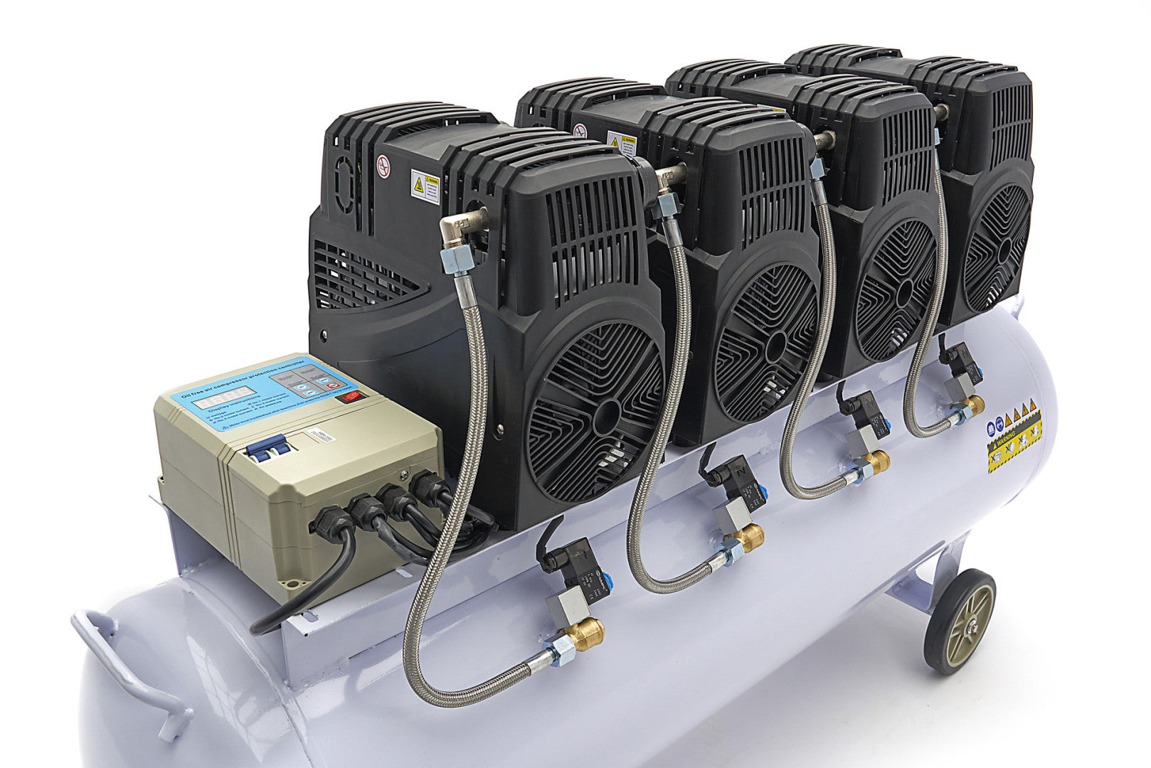 Compressore aria silenziato - con capacità del serbatoio di 200 litri - senza olio, oil free - per utensili pneumatici, 8 HP HBM Machines Olanda