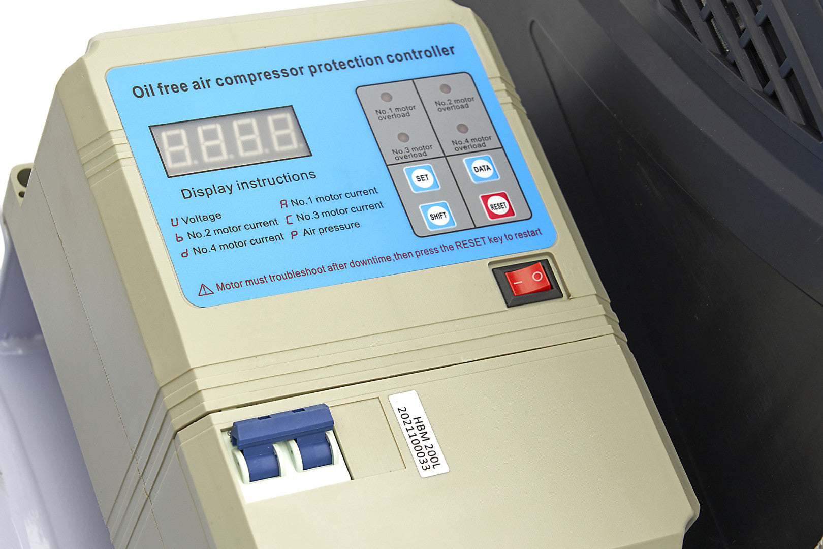 Compressore aria silenziato - con capacità del serbatoio di 200 litri - senza olio, oil free - per utensili pneumatici, 8 HP HBM Machines Olanda