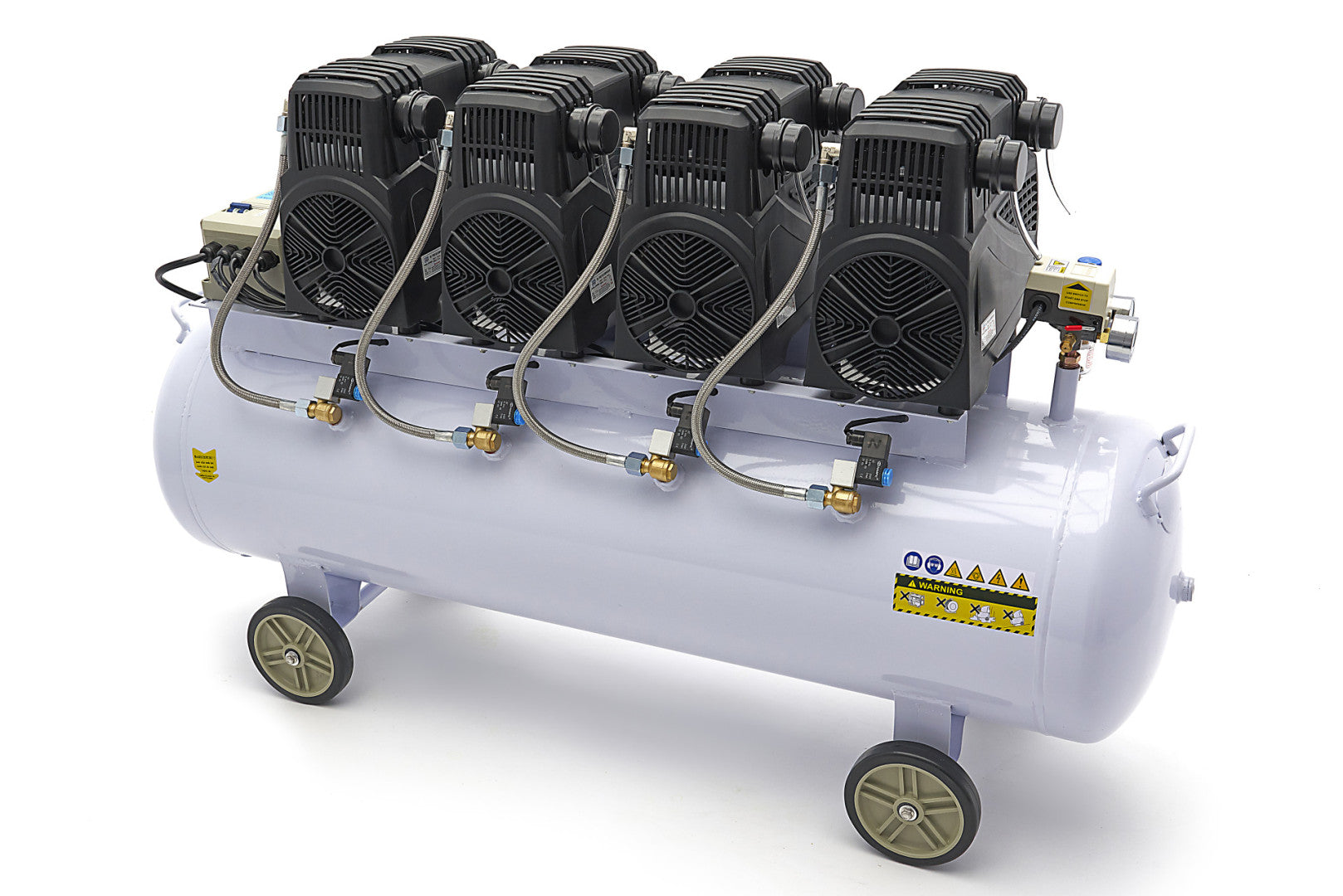 Compressore aria silenziato - con capacità del serbatoio di 200 litri - senza olio, oil free - per utensili pneumatici, 8 HP HBM Machines Olanda
