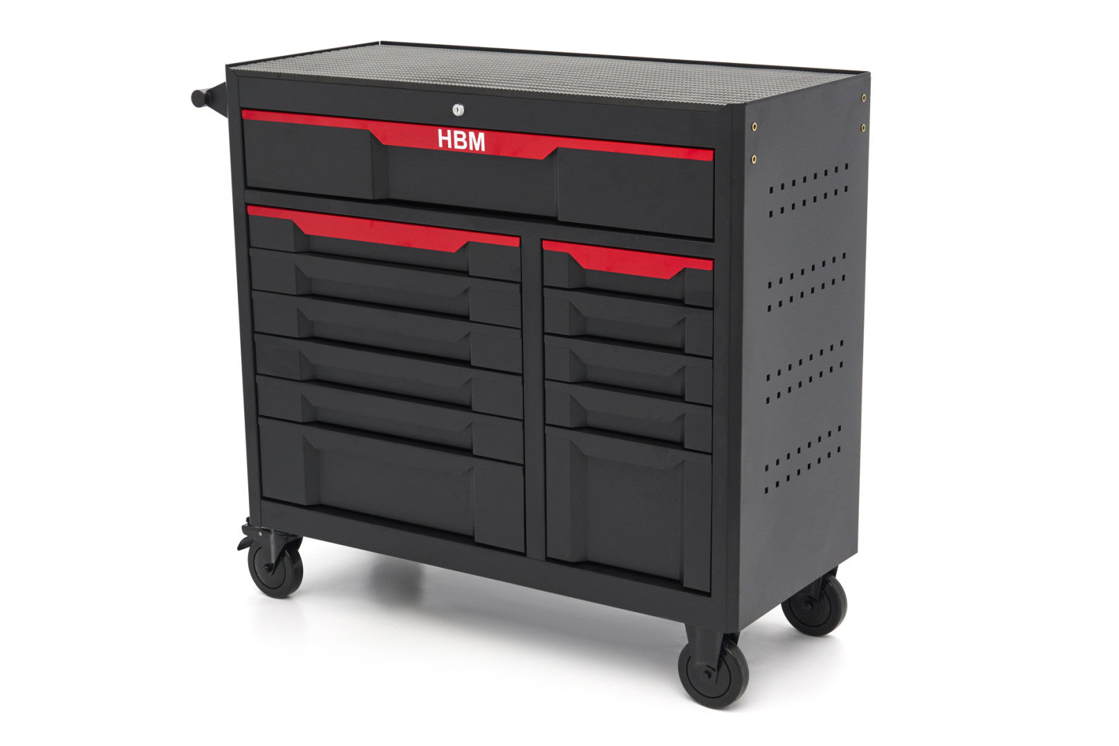Carrello-armadietto metallico portautensili porta attrezzi multifunzione con 12 cassetti e ruote mobile 106 cm HBM organizzatore per officina garage