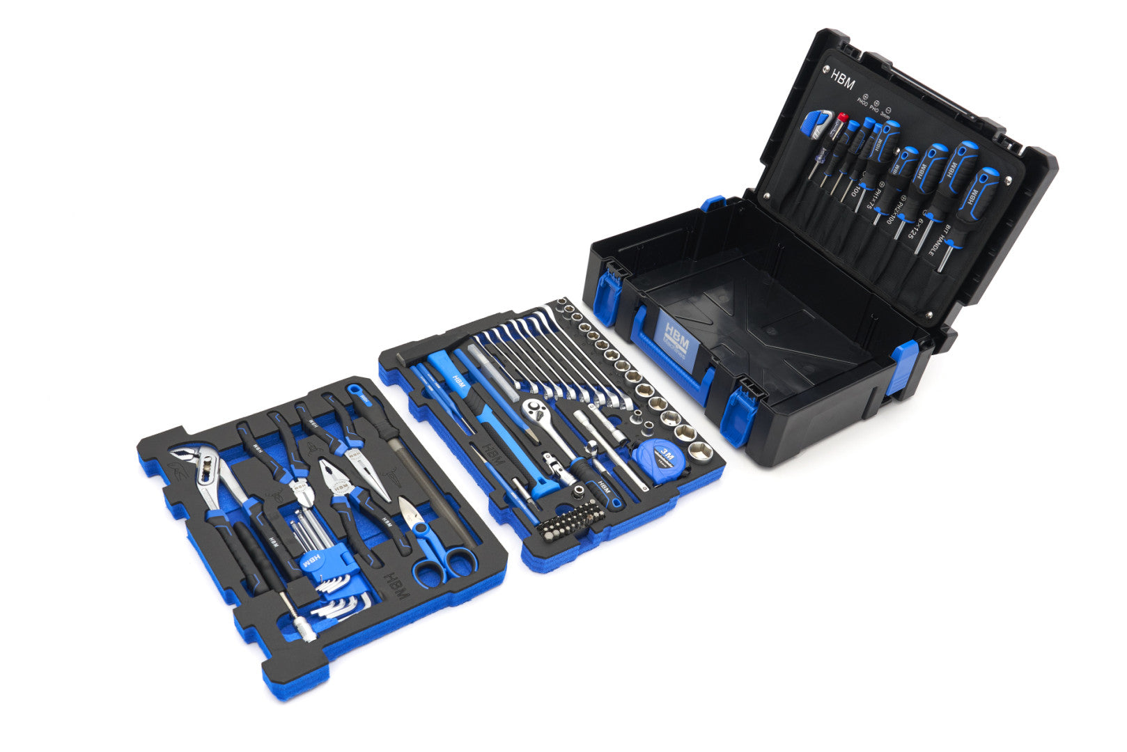 Carrello porta attrezzi / portautensili completo di utensili cassetti, 4 scomparti con ruote, 105 pezzi, valigette complete con utensili per fai da te, cassetta degli attrezzi con ruote, valigetta attrezzi, Hbm