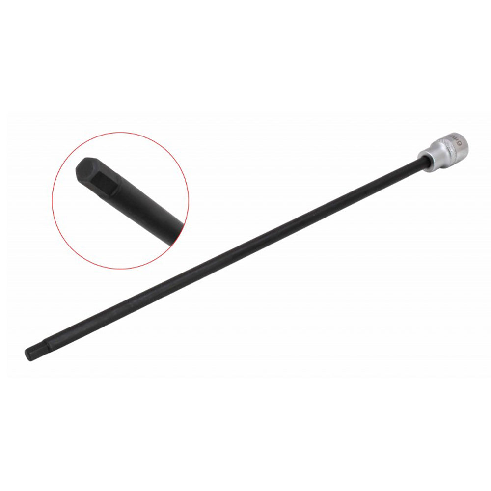 Chiave a bussola con inserto extra lungo a impronta esagonale, con attacco quadro da 3/8", lunghezza 300 mm, acciaio Cr-V e S2