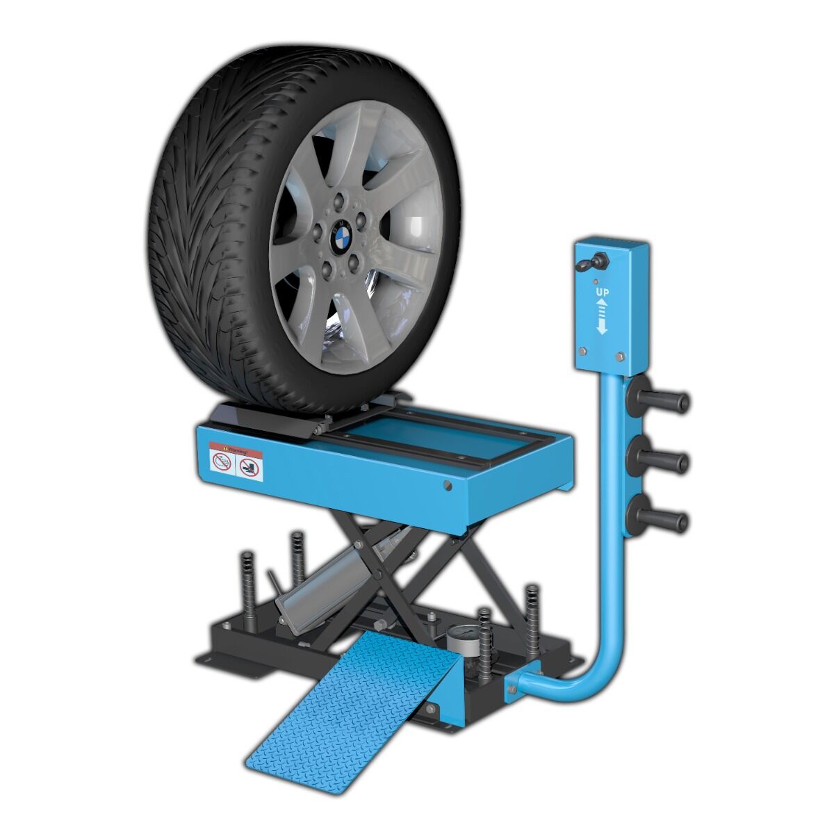 Sollevatore per pneumatici per equilibratrice, dispositivo di sollevamento per macchina equilibratrice, sollevatore pneumatico, sollevatore pneumatici, bilanciatrice-pneumatico, sollevapneumatici, capacità max 65 kg, Invento
