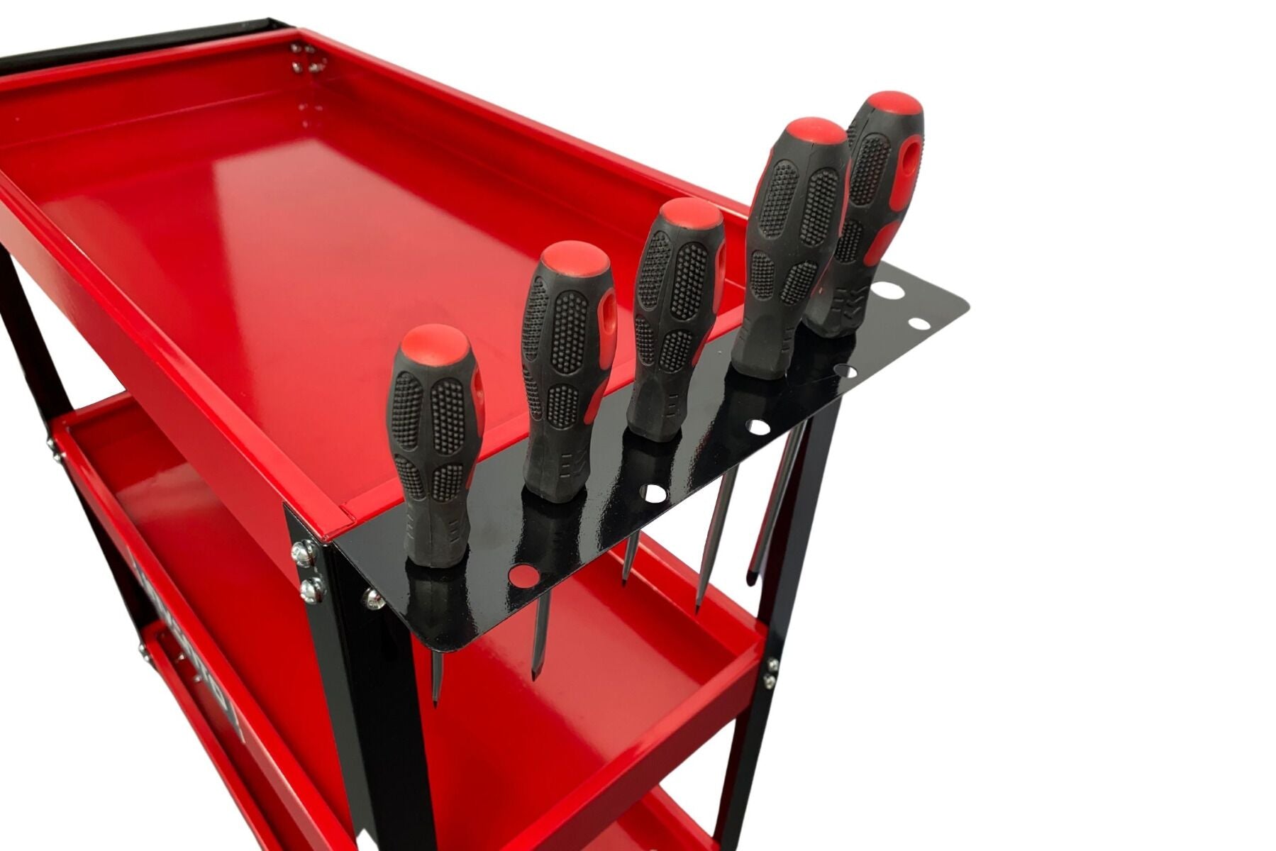 Carrello da officina con 3 ripiani, portautensili in acciaio, carrello mobile con ruote girevoli per officina, garage e fai da te, con supporto cacciaviti Invento