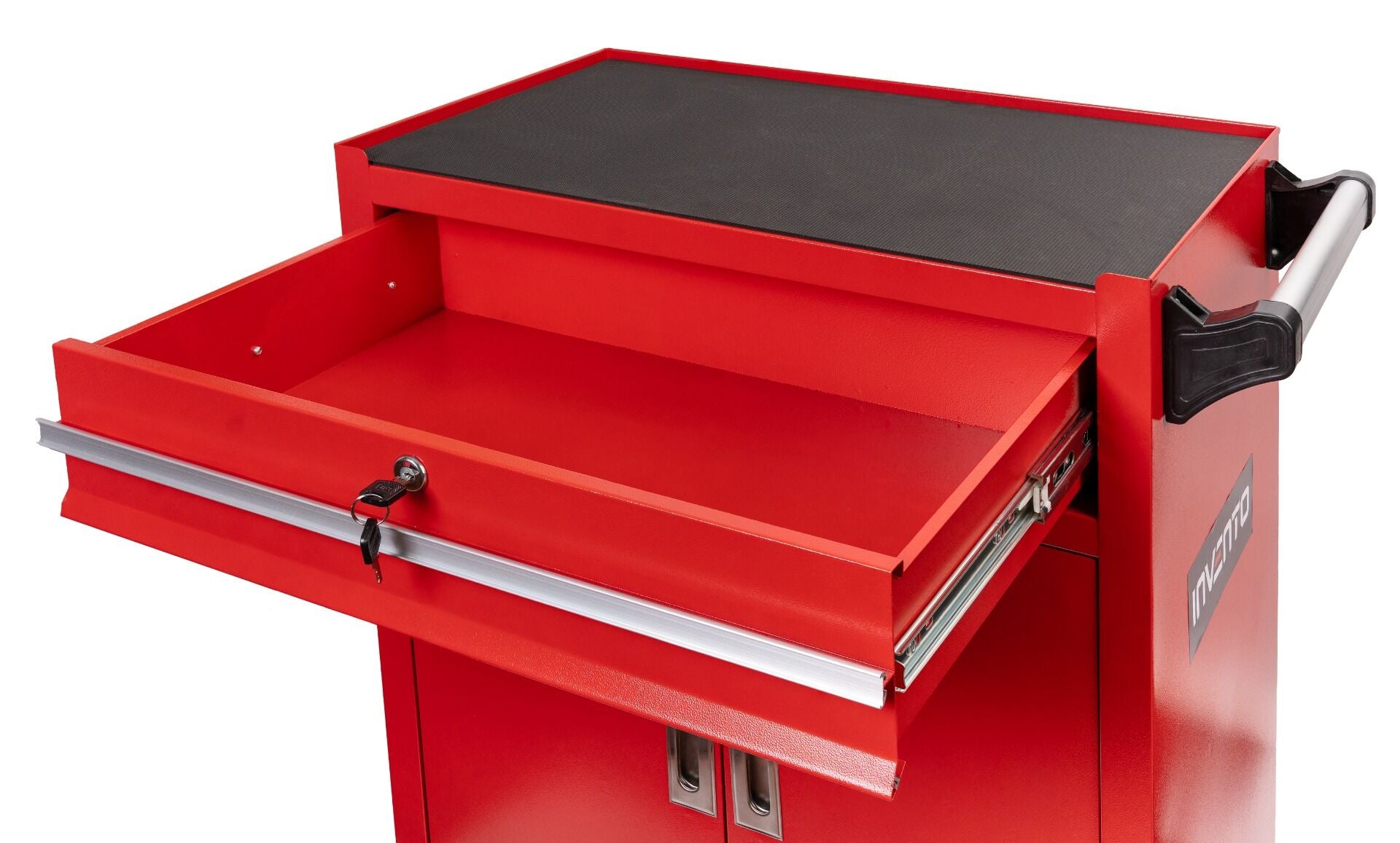 Carrello-armadietto metallico portautensili porta attrezzi multifunzione 2 ante e cassetto con serratura con ruote mobile 73 × 63 × 40 cm Invento organizzatore per officina garage