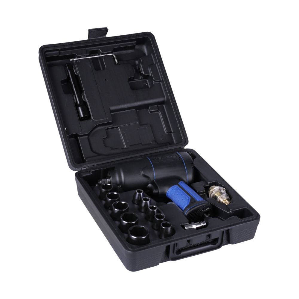 Avvitatore a impulsi a batteria 1/2", 610 Nm 230 V, con bussole 1/2" 9-27 mm, avvitatore elettrico bussole, ideale per auto, camion, garage, officina, 15 pezzi Zionair Olanda