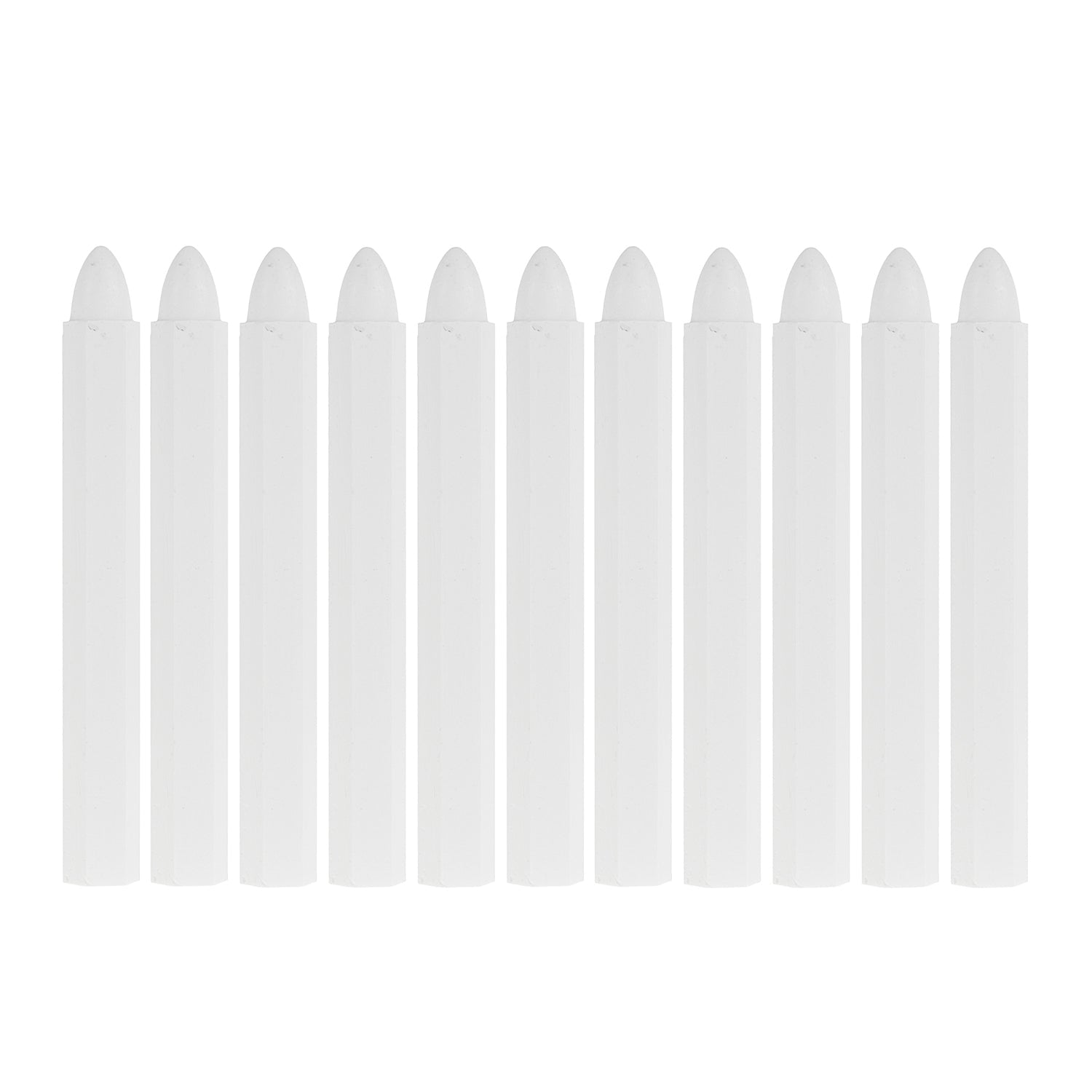 Kit-set 10 gessi per pneumatici e metallo, marcatore per superfici in gomma, punta conica, colore bianco, 12 x 110 mm