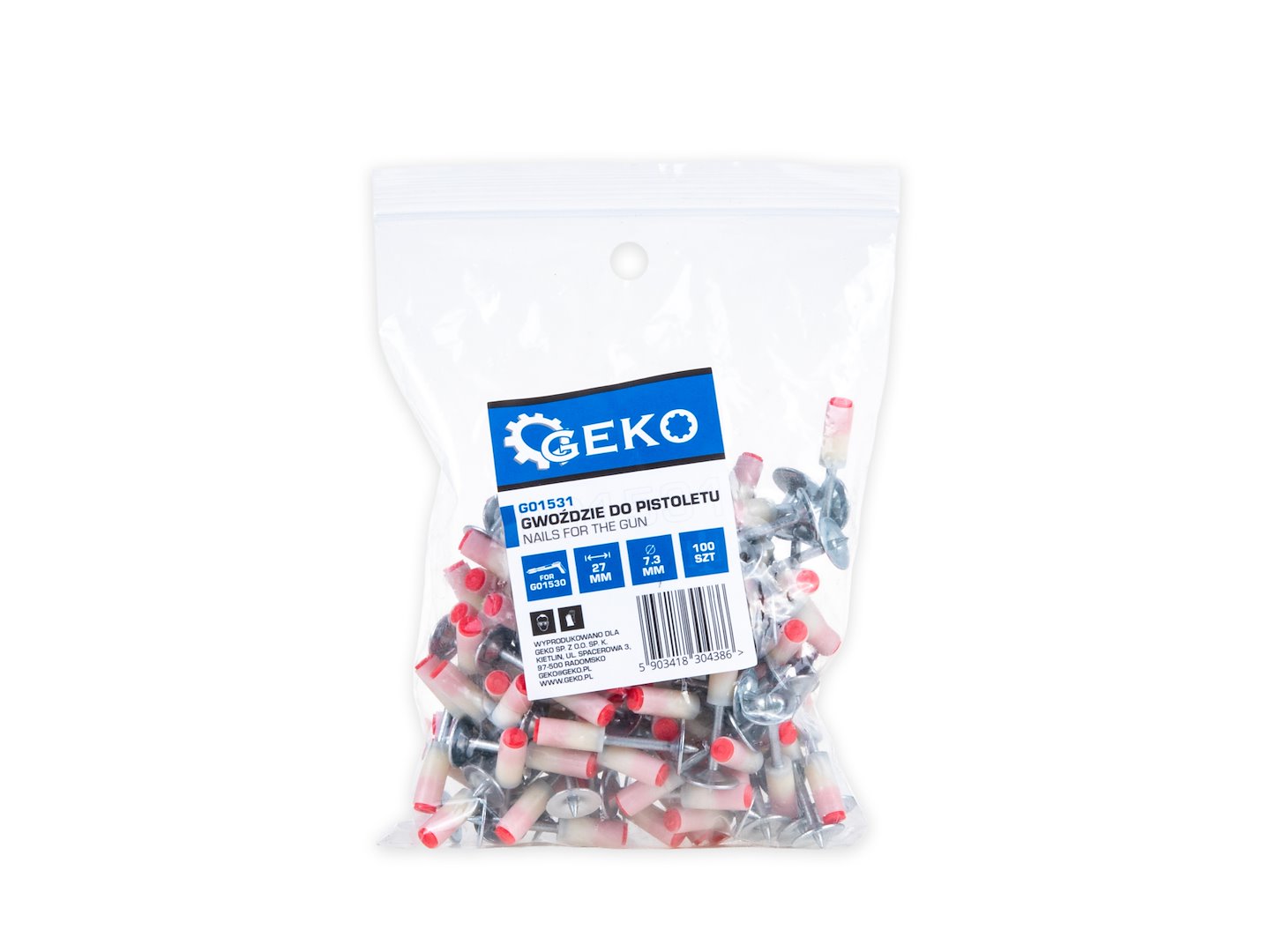 Kit-set chiodi per sparachiodi manuale, rivetti tondi in acciaio 27 mm, cemento e ferro, per pistola a chiodo, per muro, strumento di fissaggio a parete, 100 pezzi Geko