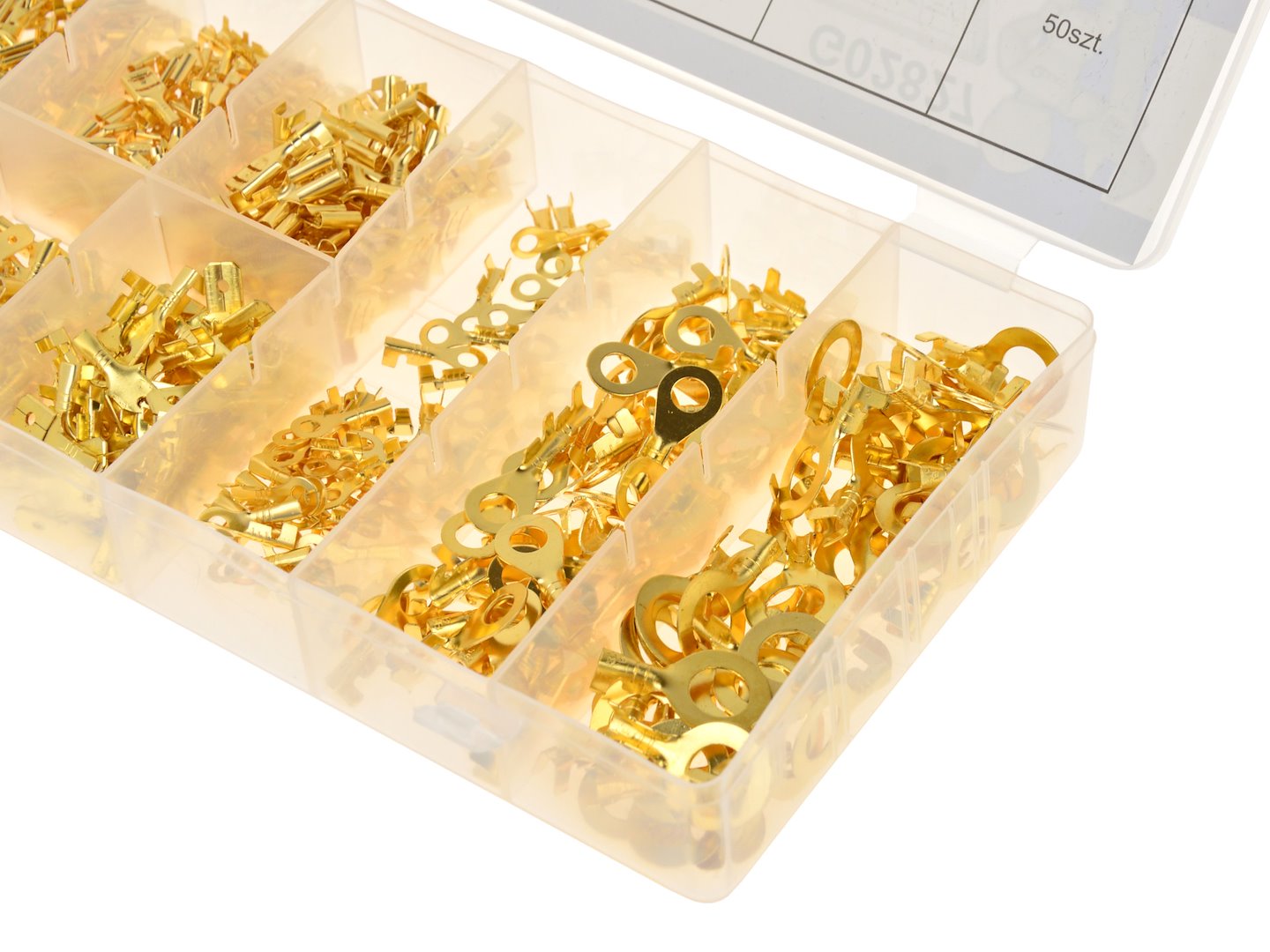 Kit-set puntalini, capicorda isolanti, con scatola, per il collegamento dei cavi, assortimento isolati ,capicorda a crimpare, anello capocorda elettrico terminale connettori elettrici, color oro,2.8-8.2 mm 450 pezzi Geko