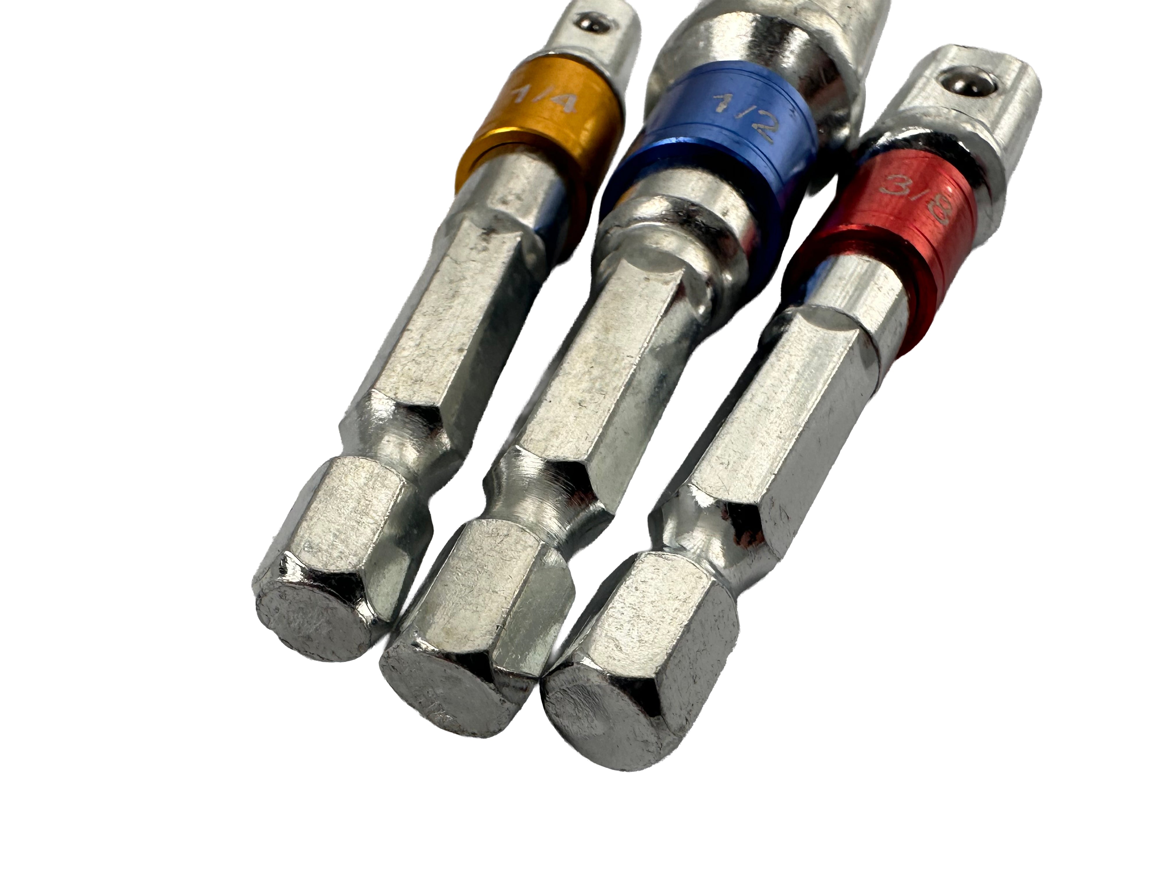 Kit di 3 adattatori trapano esagonale, adattatore presa per 1/4", 3/8", 1/2", Gebo Tools