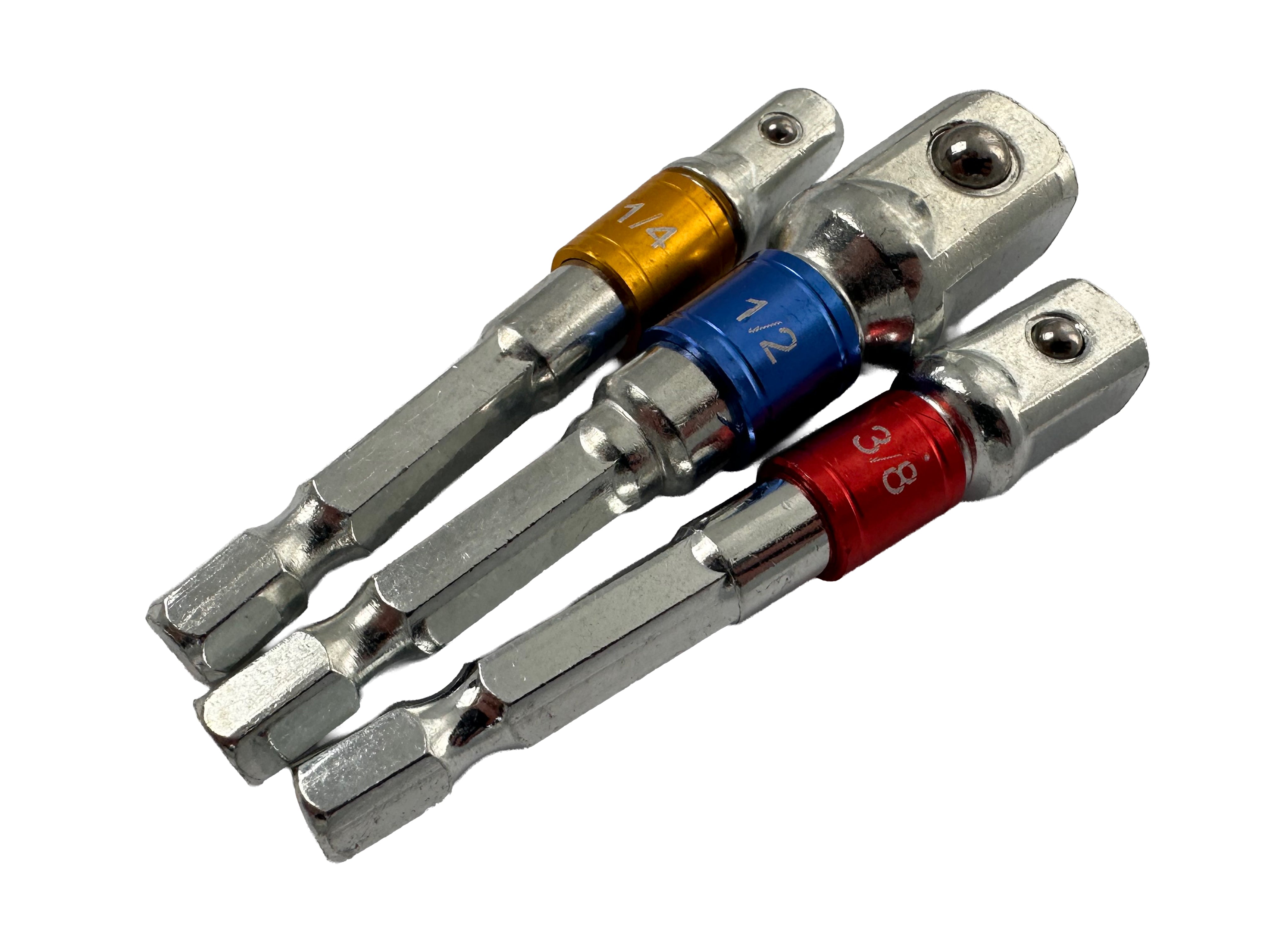 Kit di 3 adattatori trapano esagonale, adattatore presa per 1/4", 3/8", 1/2", Gebo Tools