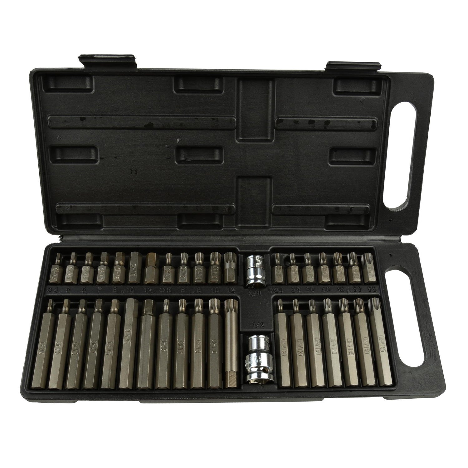 Set da 40 pezzi di punte e bit (bit di avvitamento duri, Cr-V), in scatola di plastica