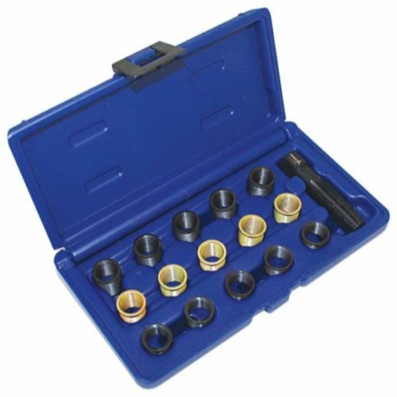 Kit di strumenti di riparazione filettatura candela 16pcs 14mm x 125 tap con custodia kit portatile spark plug helicoil filettatura candela, riparazione filo kit di strumenti meccanici professionali con custodia portatile