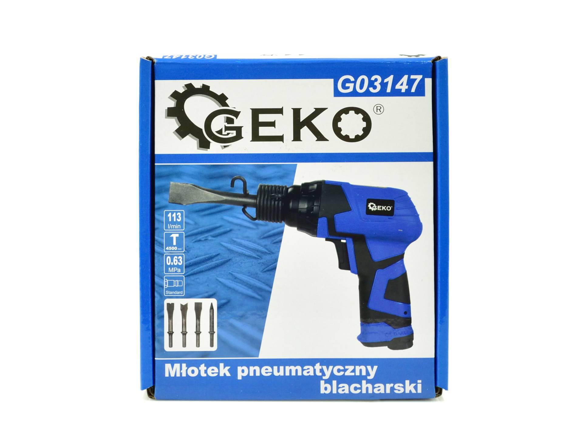 Kit martello pneumatico, martello pneumatico per autoveicoli e officine, carrelli alimentati ad aria, 4500 rpm, Geko