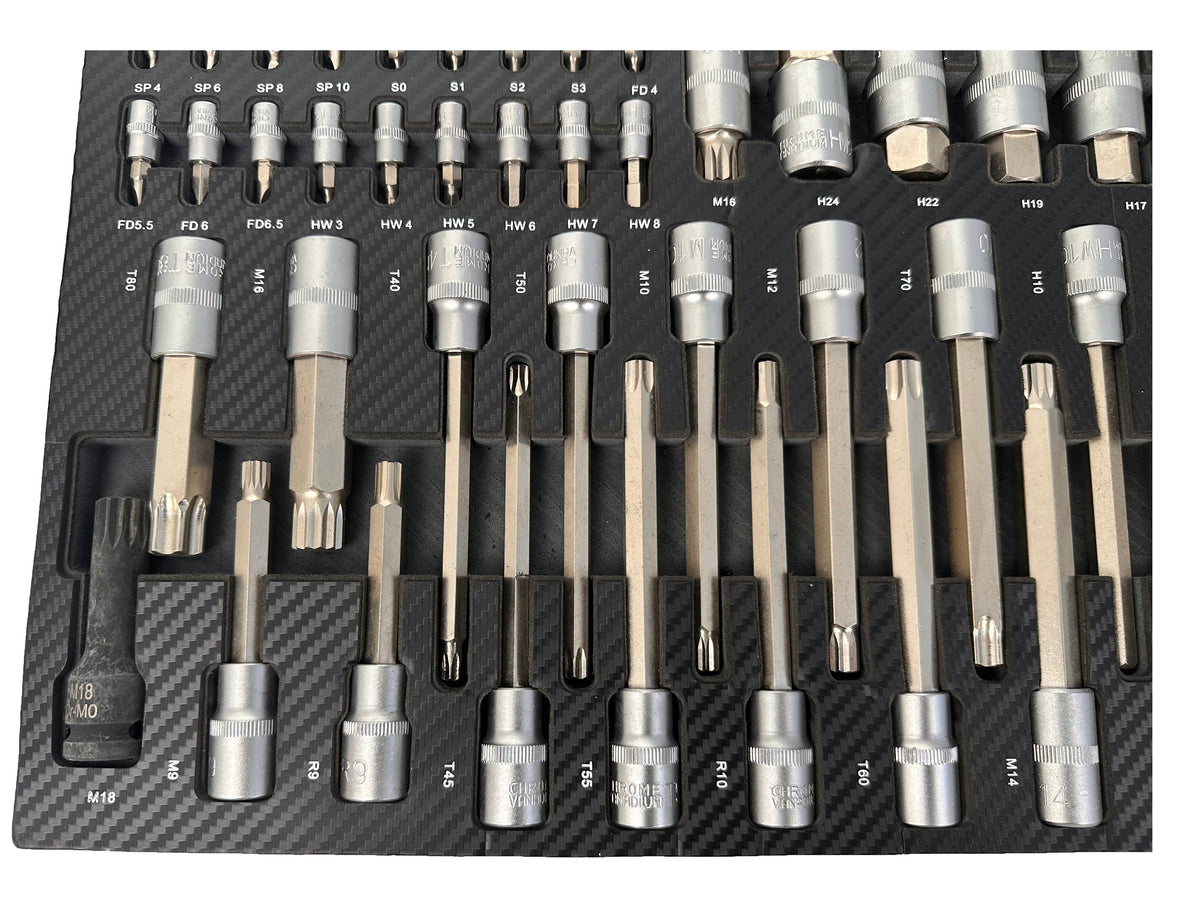 Modulo con inserto in schiuma per carrelli portautensili, kit inserti 101 pezzi Gebo Tools