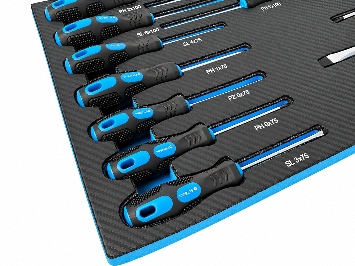Modulo con inserto in schiuma per carrelli portautensili, kit cacciaviti professionali, 21 pezzi Gebo Tools