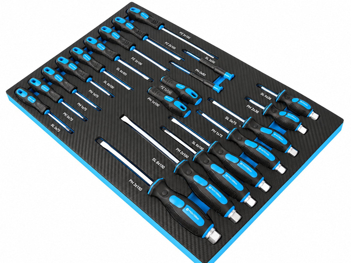 Modulo con inserto in schiuma per carrelli portautensili, kit cacciaviti professionali, 21 pezzi Gebo Tools