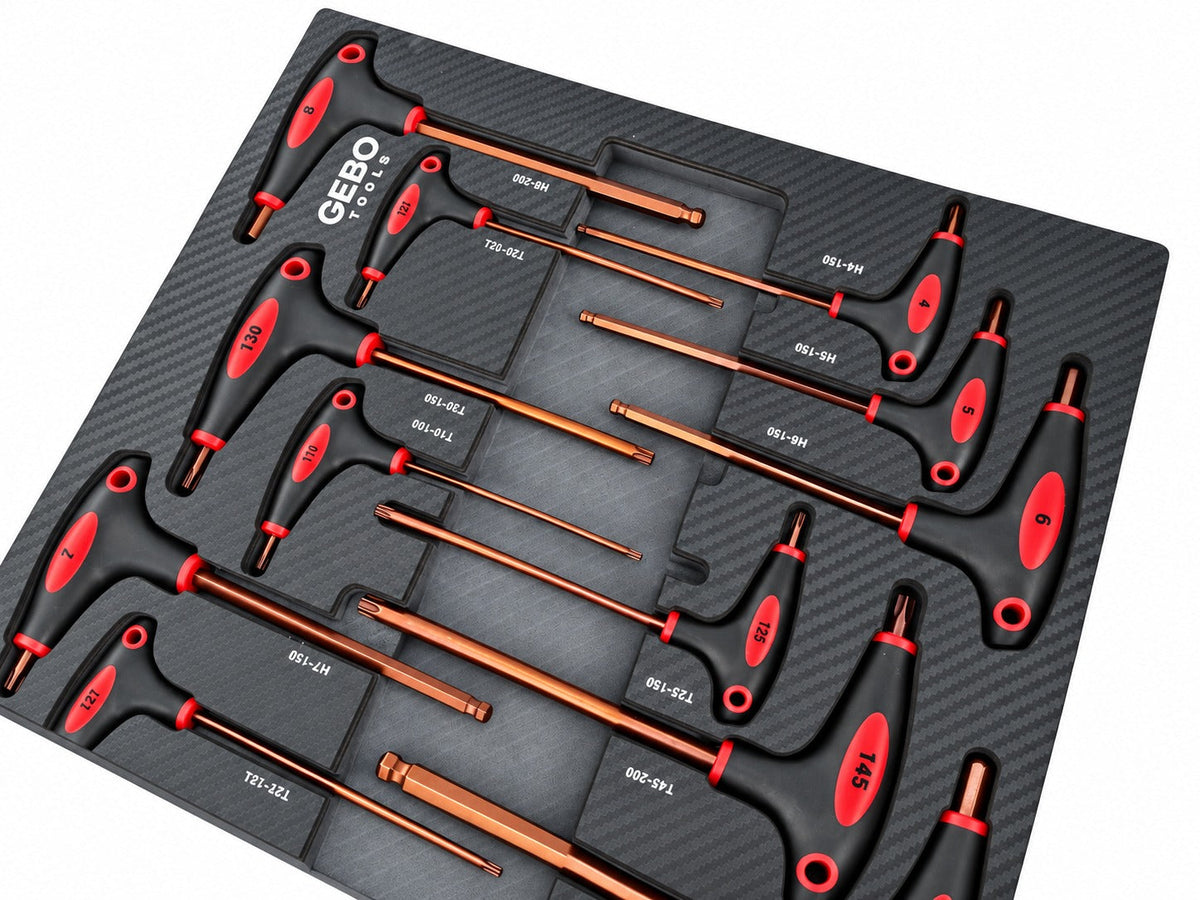Kit-set modulo per carrelli portautensili, con TORX e chiavi a brugola con impugnatura a T ,18 pezzi Gebo Tools