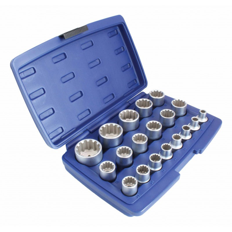 Chiavi a bussola 1/2" metriche 8-32 mm e pollici, impronta Torx XZN, poligonale, Vario Plus