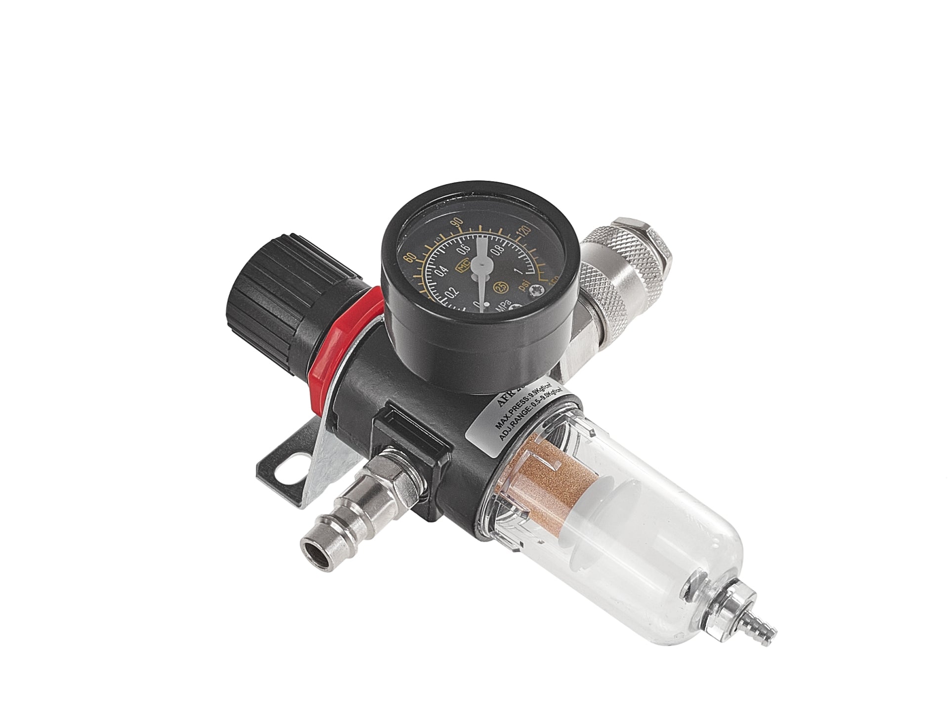 Filtro aria con regolatore di pressione del separatore d'acqua, regolatore del compressore d'aria con valvola di riduzione della pressione e manometro, accessorio per utensili pneumatici, 1/4 Geko