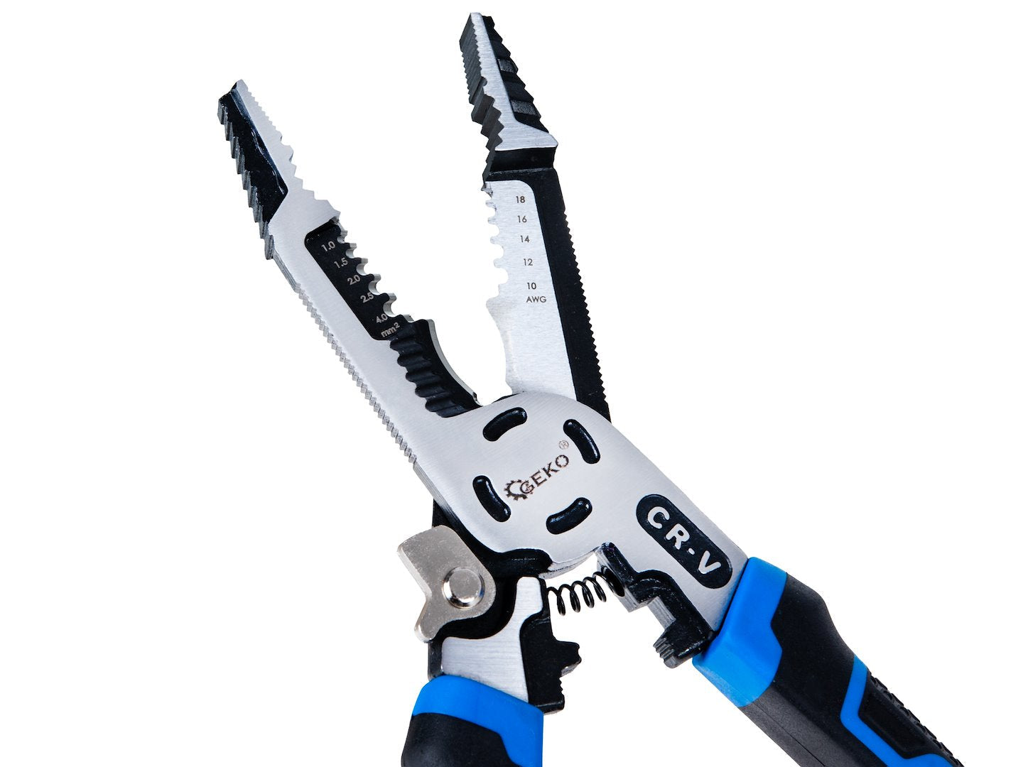 Pinza spelafili automatica, spellafili 225 mm, 9 in 1 multifunzione per spelatura, taglio e crimpatura, strumento multifunzionale per cavi da AWG - per spelare fili elettrici, tagliare, crimpare, Geko