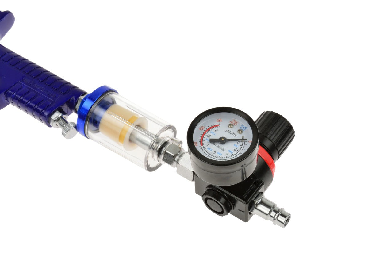 Pistola a spruzzo pneumatica con regolatore di pressione valvola di controllo dell'aria,con manometro e filtro separatore sifone per acqua compressore, pistola di verniciatura,con separatore filtro trappola acqua olio, filettatura standard 1/4", max 45psi